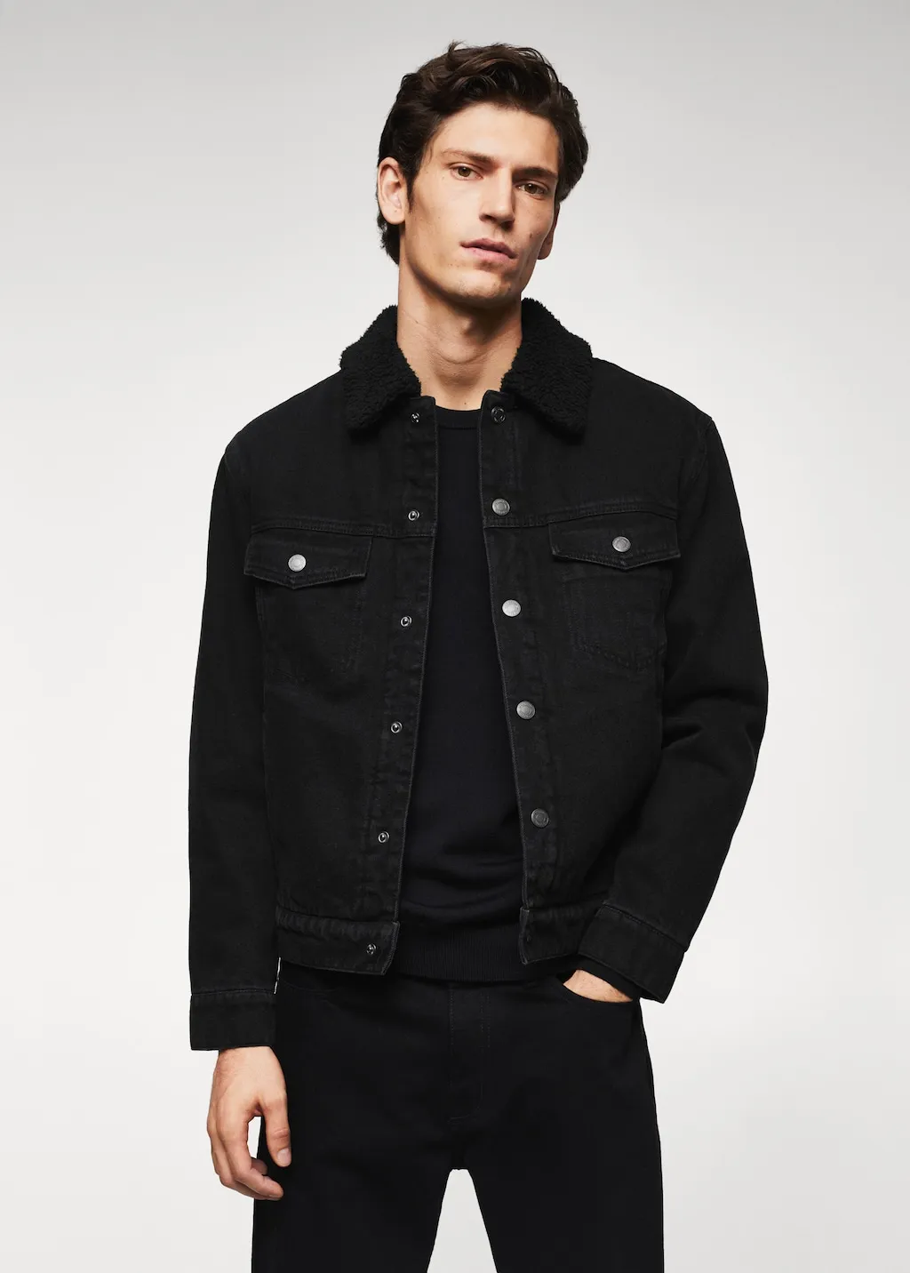 Giubbotto denim pelliccia di pecora
