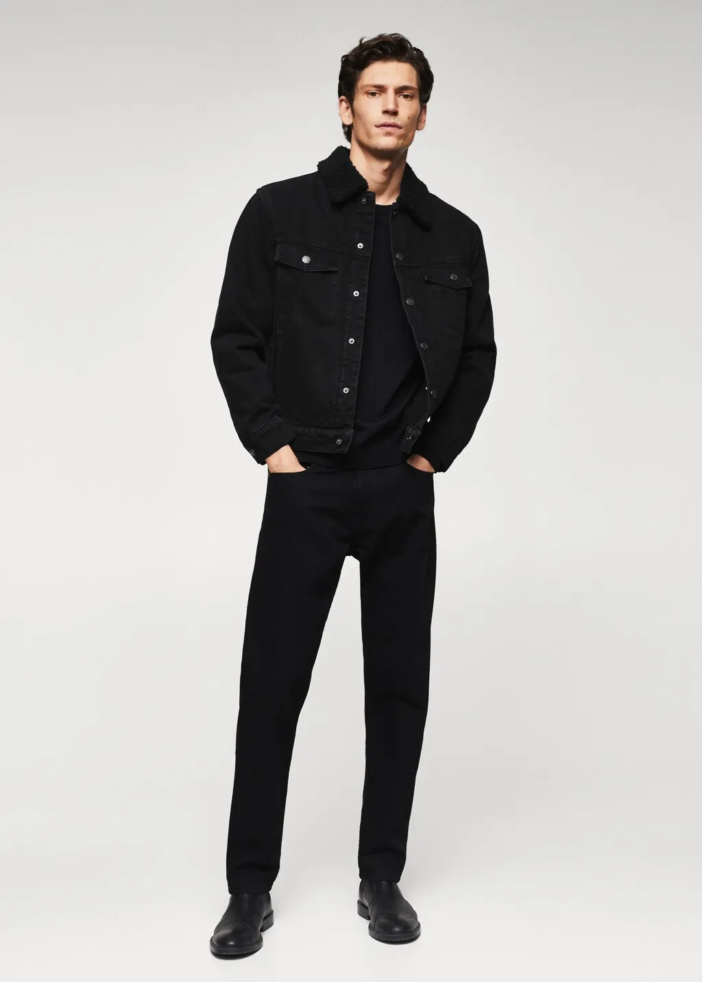 Giubbotto denim pelliccia di pecora