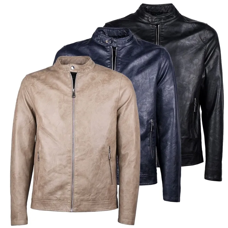 Giubbotto Uomo simil Pelle Dresserd collo coreano modello leggero