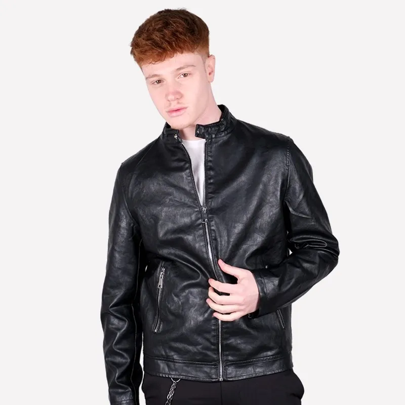Giubbotto Uomo simil Pelle Dresserd collo coreano modello leggero