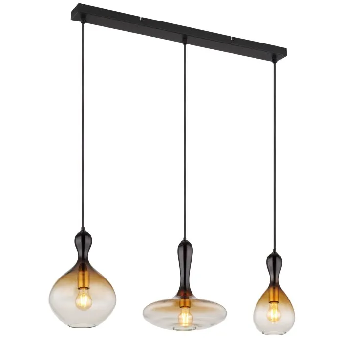 Globo ALADDIN Lampadario a sospensione Ambrato, Grigio fumo, 3-Luci