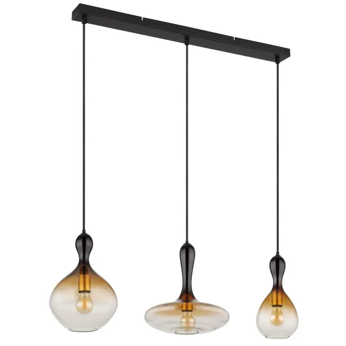 Globo ALADDIN Lampadario a sospensione Ambrato, Grigio fumo, 3-Luci