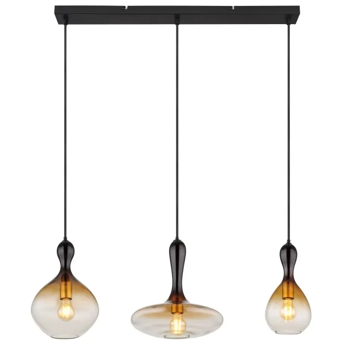 Globo ALADDIN Lampadario a sospensione Ambrato, Grigio fumo, 3-Luci