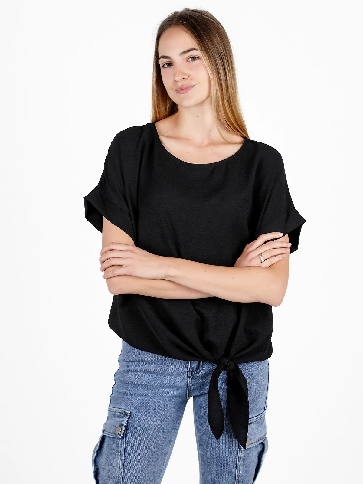 Gloria Blouse femme manches courtes avec noeud