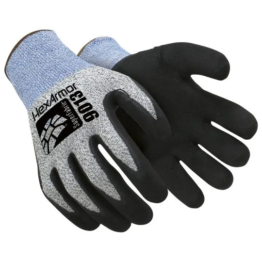 Guanti antitaglio HexArmor, Tg. 7, in Fibra di vetro, HPPE, col. Nero, blu, grigio