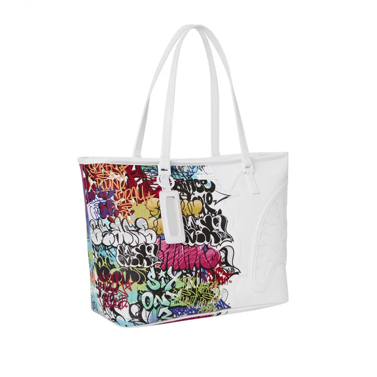 Half Graff Tote, Bianco