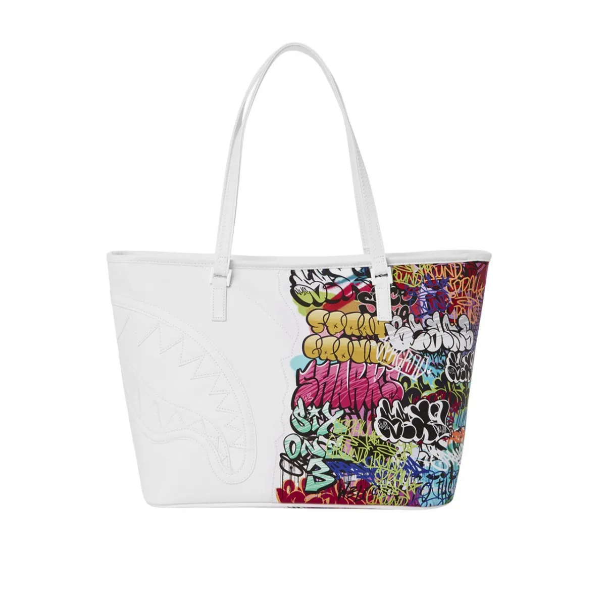 Half Graff Tote, Bianco