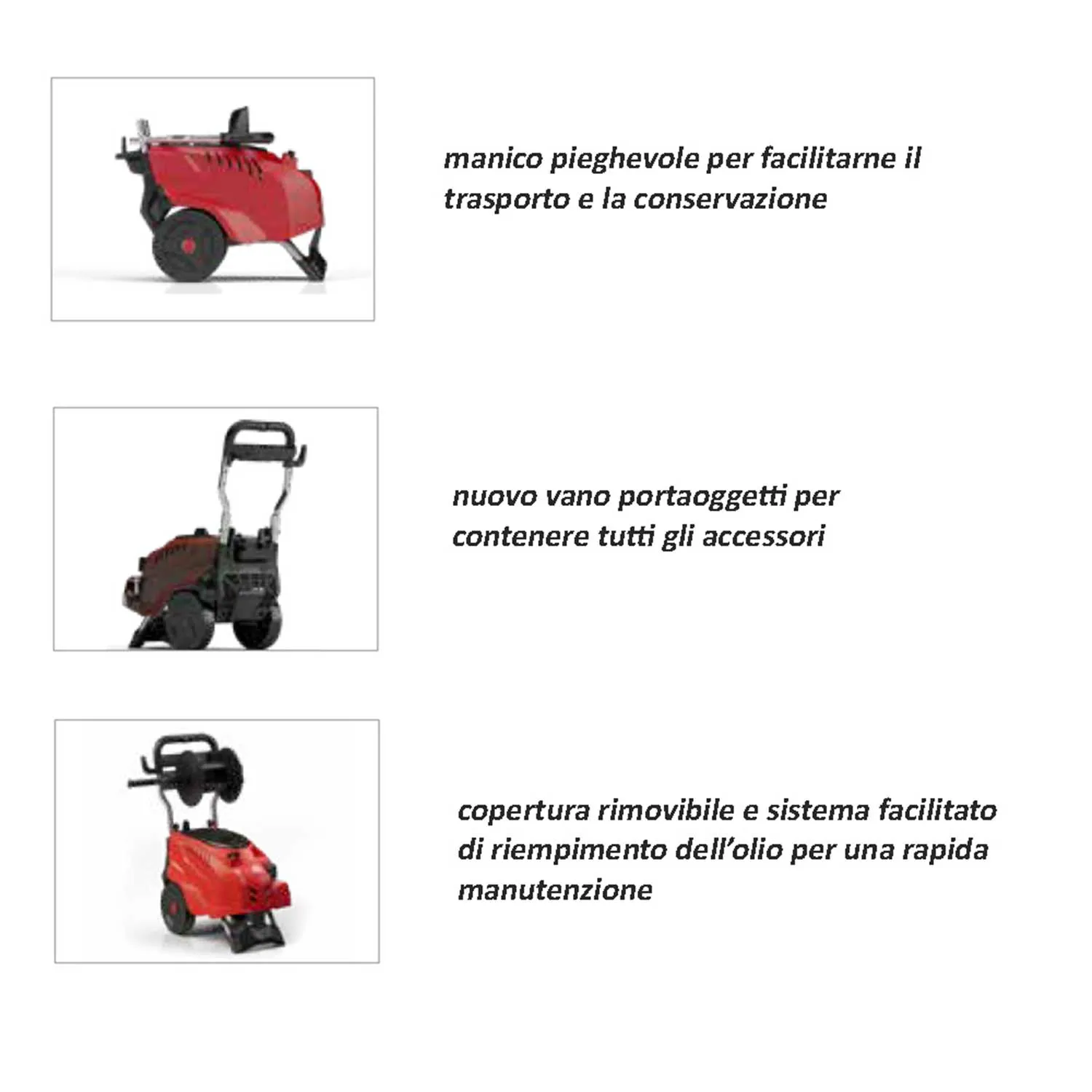 Idropulitrice Portotecnica Atomax-C D1915P4 T carrellata pressione 190 bar portata 900 l/min completa di tubo, lancia, impugnatu