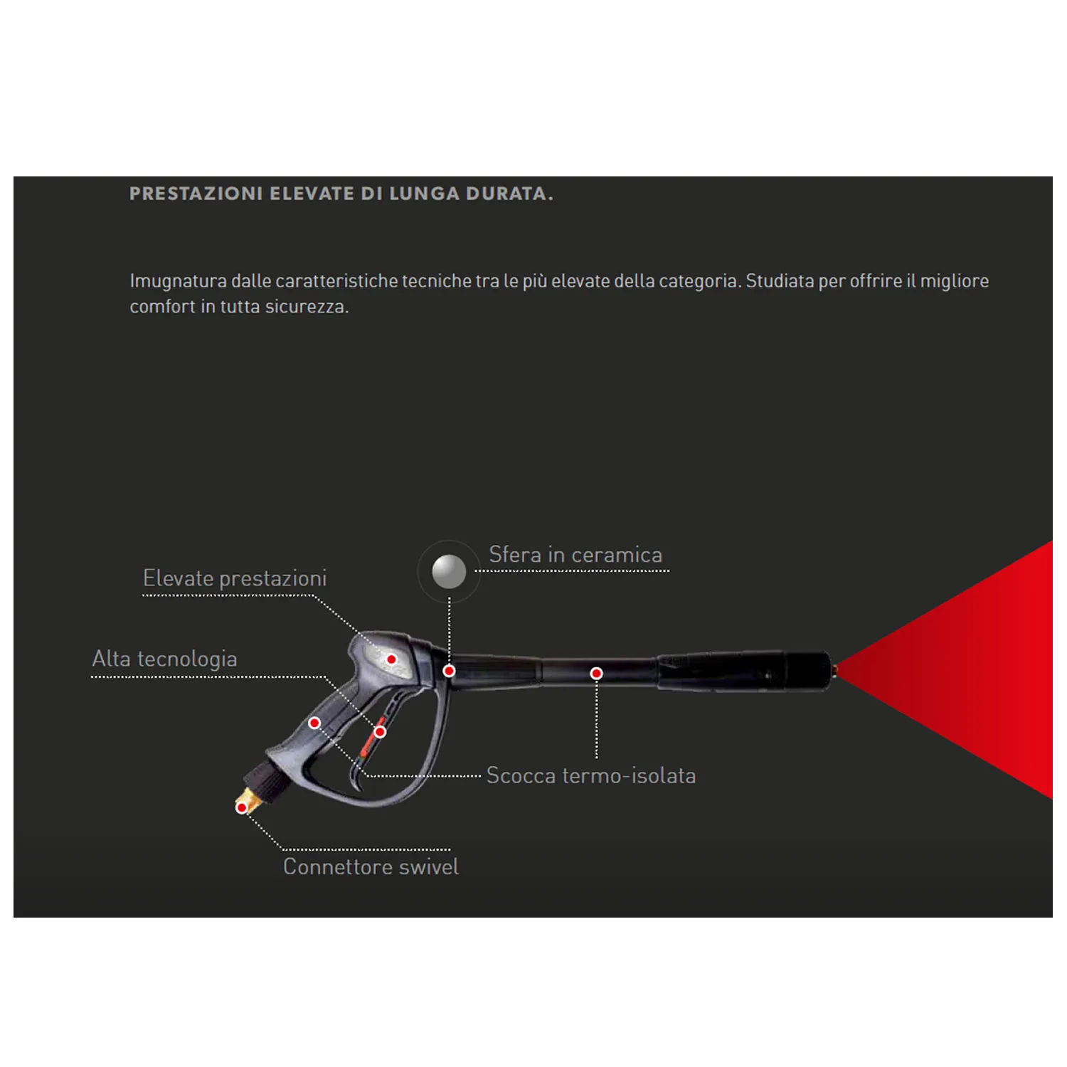 Idropulitrice Portotecnica Atomax-C D1915P4 T carrellata pressione 190 bar portata 900 l/min completa di tubo, lancia, impugnatu