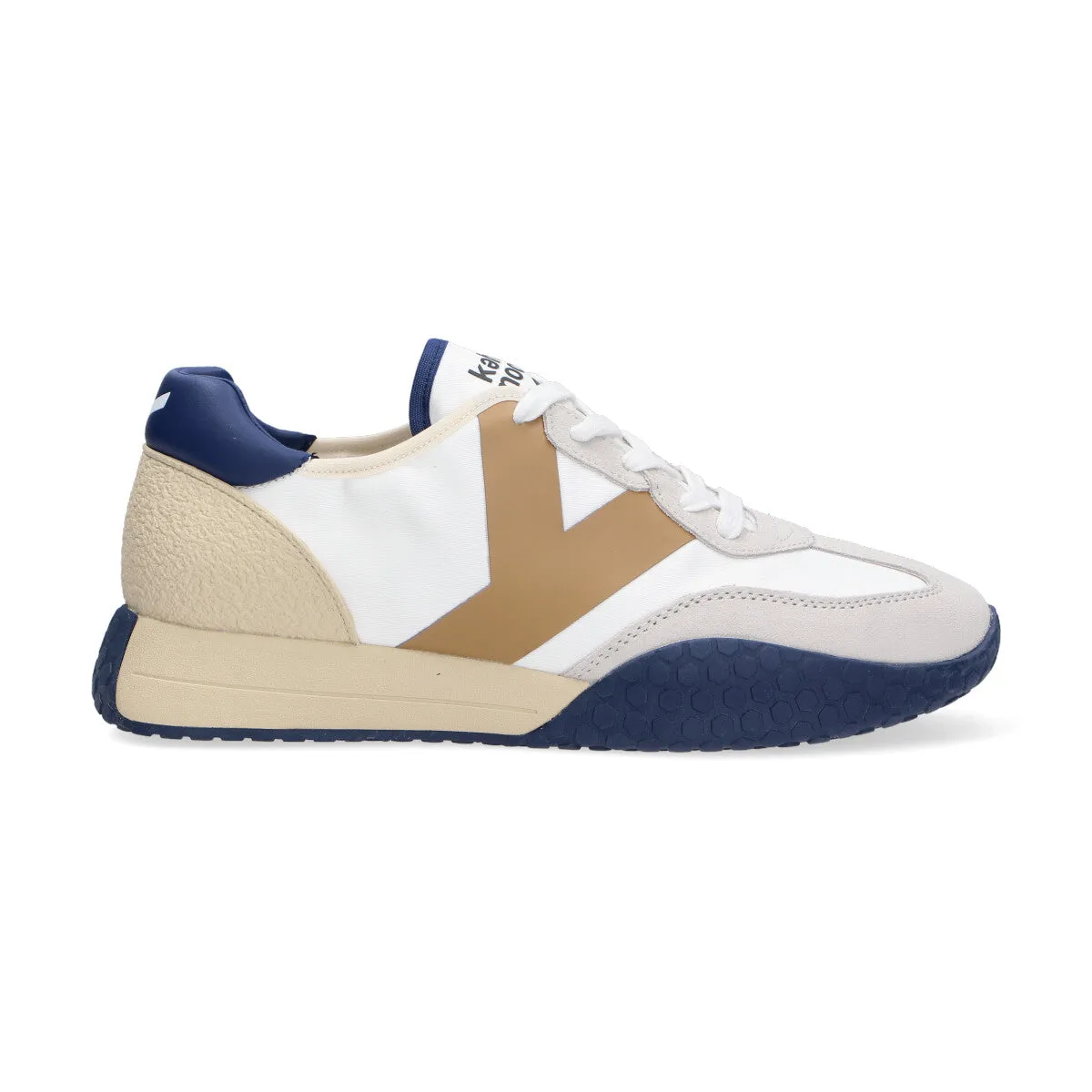Keh-noo sneaker camoscio nylon bianco beige blu