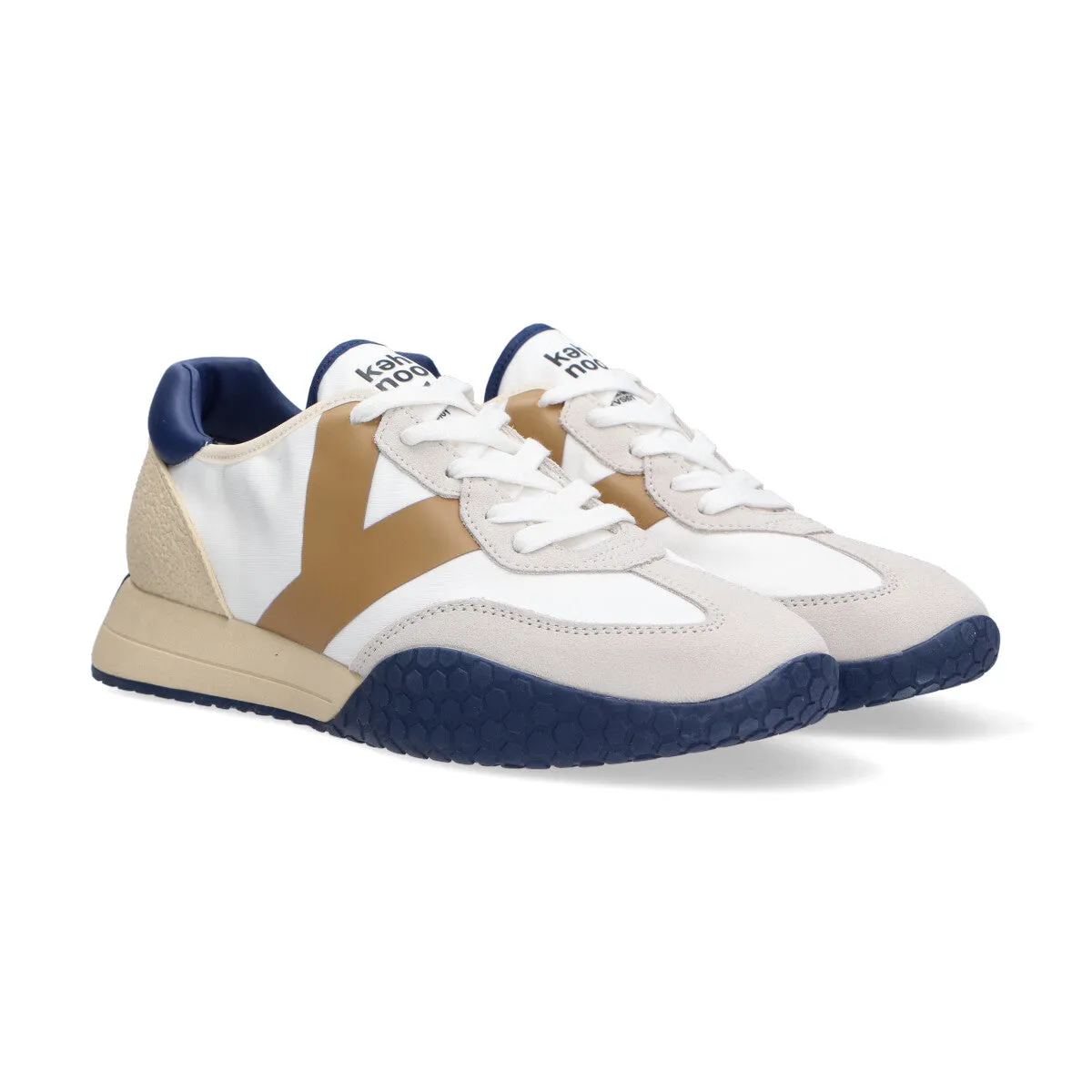 Keh-noo sneaker camoscio nylon bianco beige blu