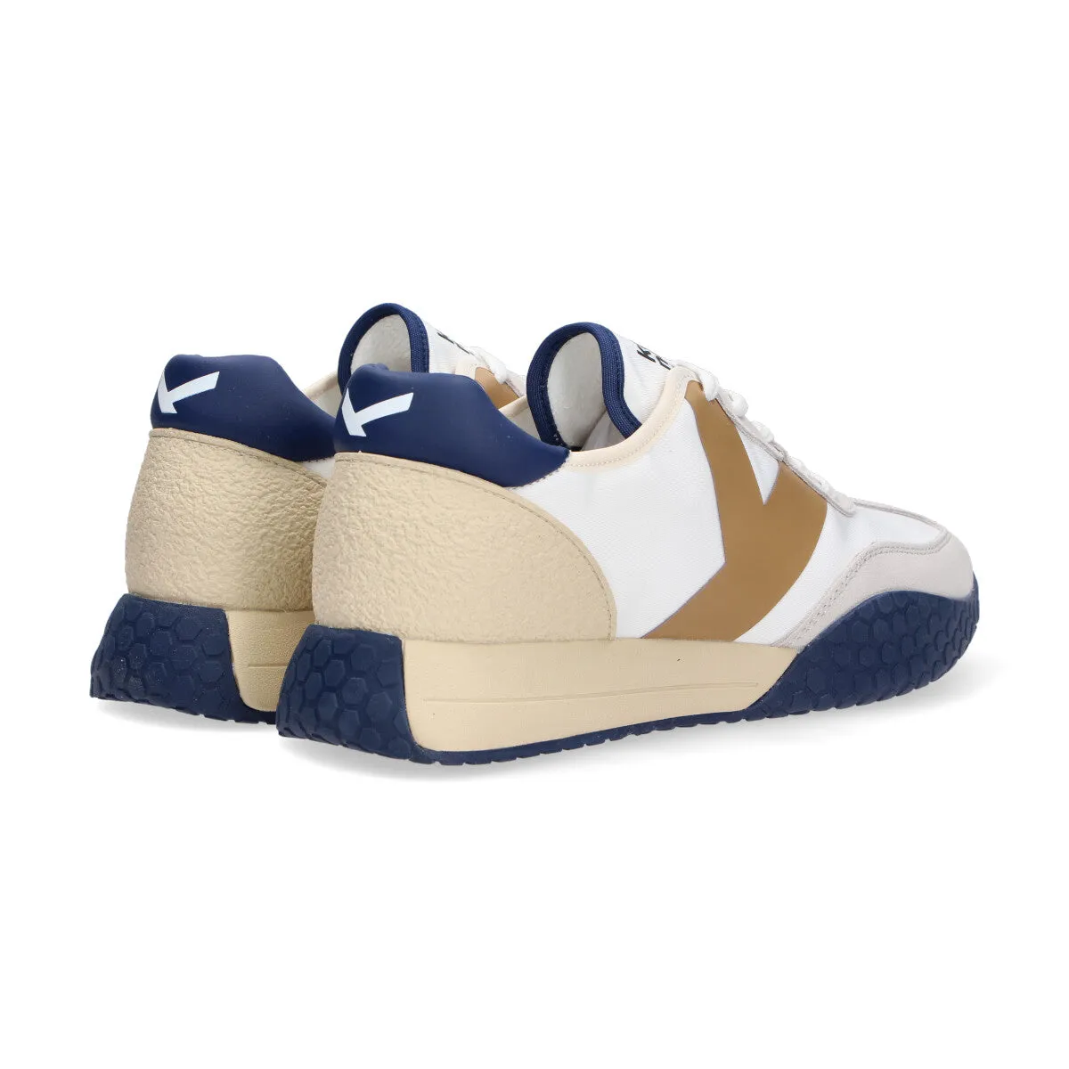 Keh-noo sneaker camoscio nylon bianco beige blu