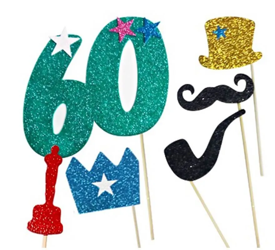 Kit Photocall uomo felice  60 anni con 6 pezzi