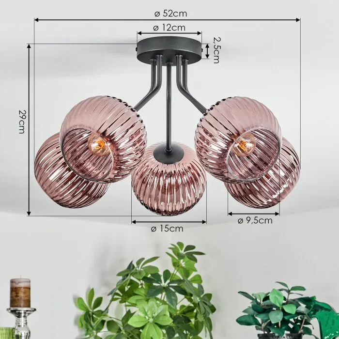 Koyoto Plafoniera, Lampada a sfera 52 cm Ramato, 5-Luci