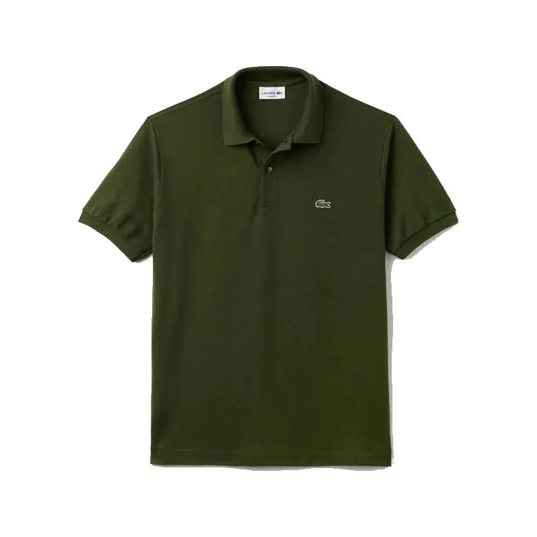 LACOSTE   POLO CLASSICA VERDE IN PETIT PIQUE' DI COTONE