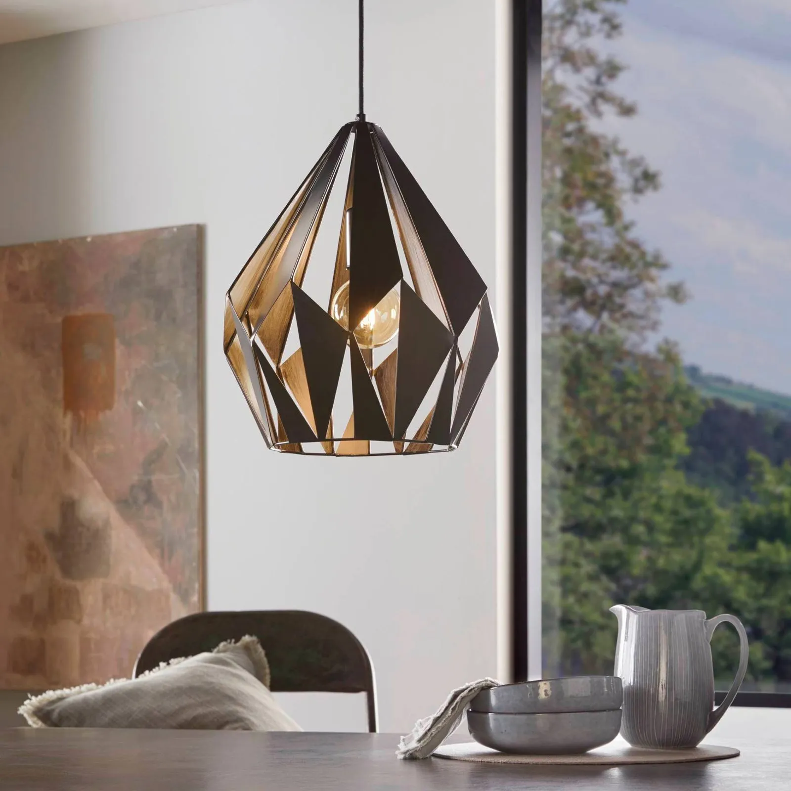 Lampada a sospensione Carlton nero-argento Ø 31 cm