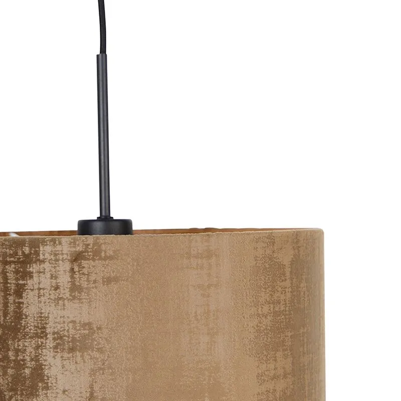 Lampada a sospensione moderna nera con paralume marrone 35 cm - Combi