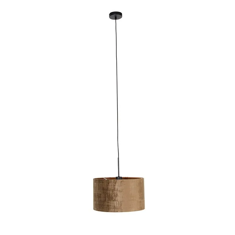 Lampada a sospensione moderna nera con paralume marrone 35 cm - Combi