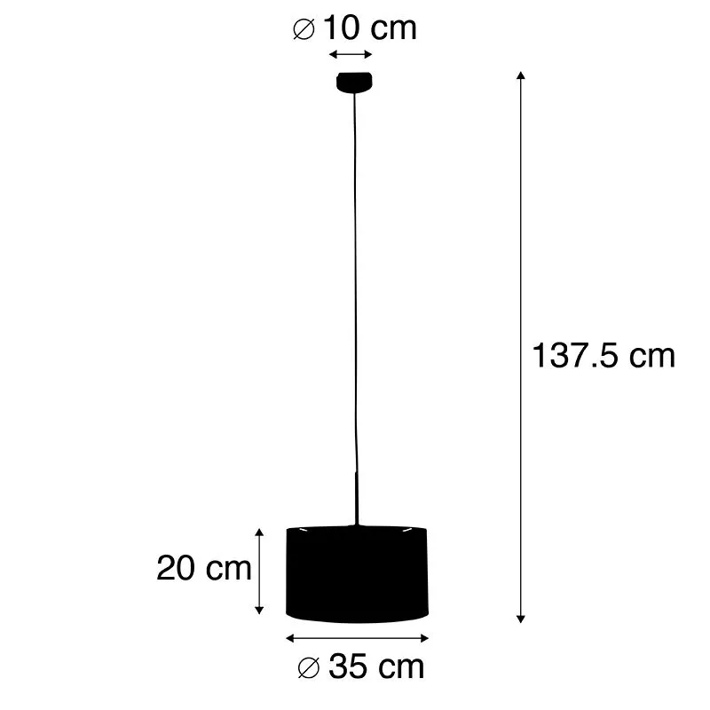 Lampada a sospensione moderna nera con paralume marrone 35 cm - Combi