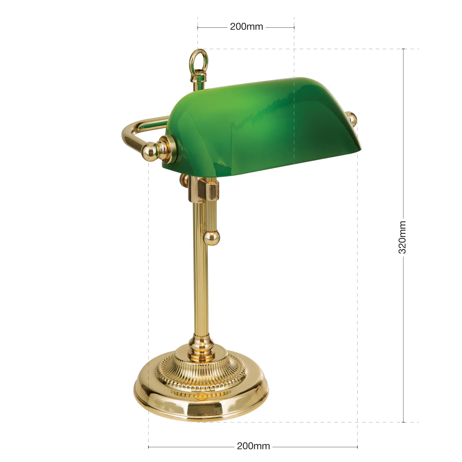 Lampada da banchiere Harvard, ottone/verde, 32 cm