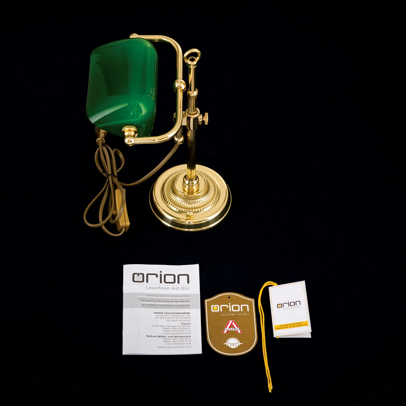 Lampada da banchiere Harvard, ottone/verde, 32 cm