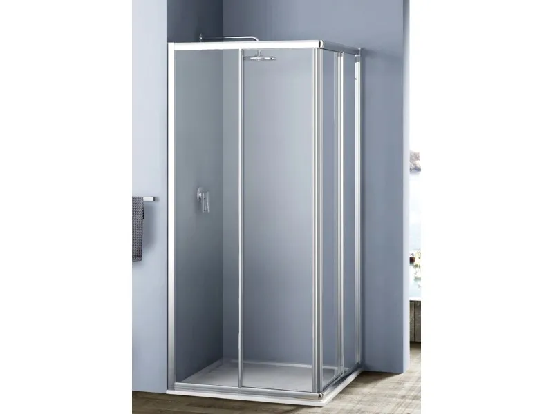 Lato angolo doccia 1 anta scorrevole Platz 80 cm argento e trasparente