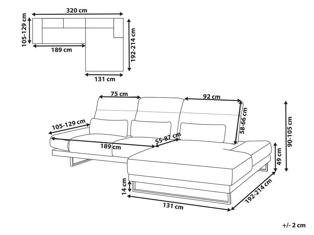 Left Hand Fabric Corner Sofa Beige IKAST