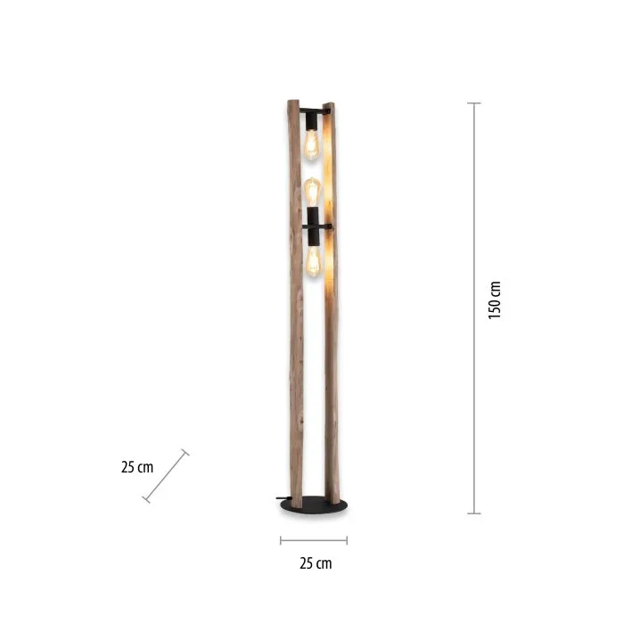 Leuchten-Direkt LOG Lampada da terra Écru, 3-Luci