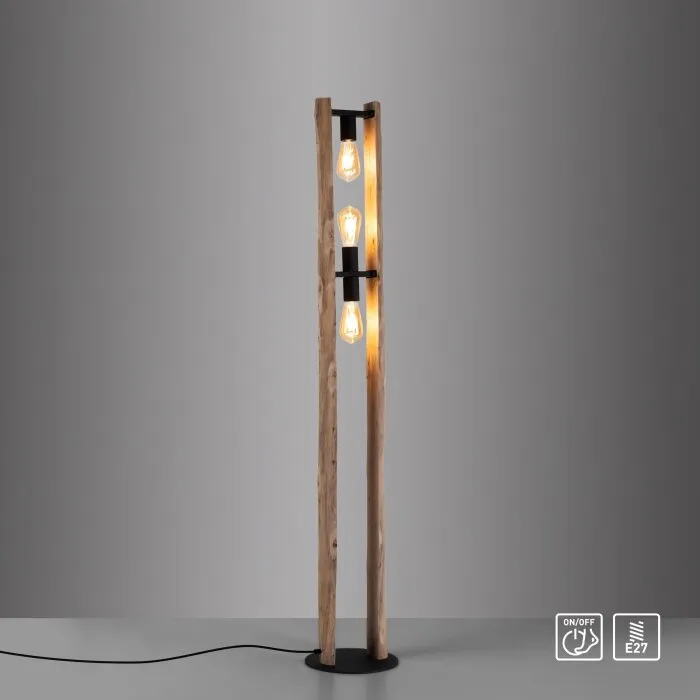 Leuchten-Direkt LOG Lampada da terra Écru, 3-Luci