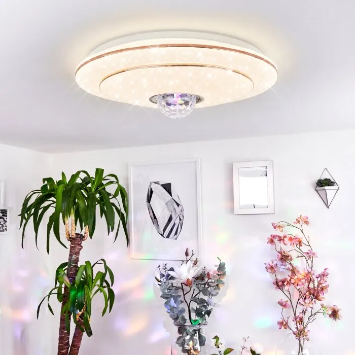Lindero Plafoniera LED Bianco, 2-Luci, Telecomando, Cambia colore