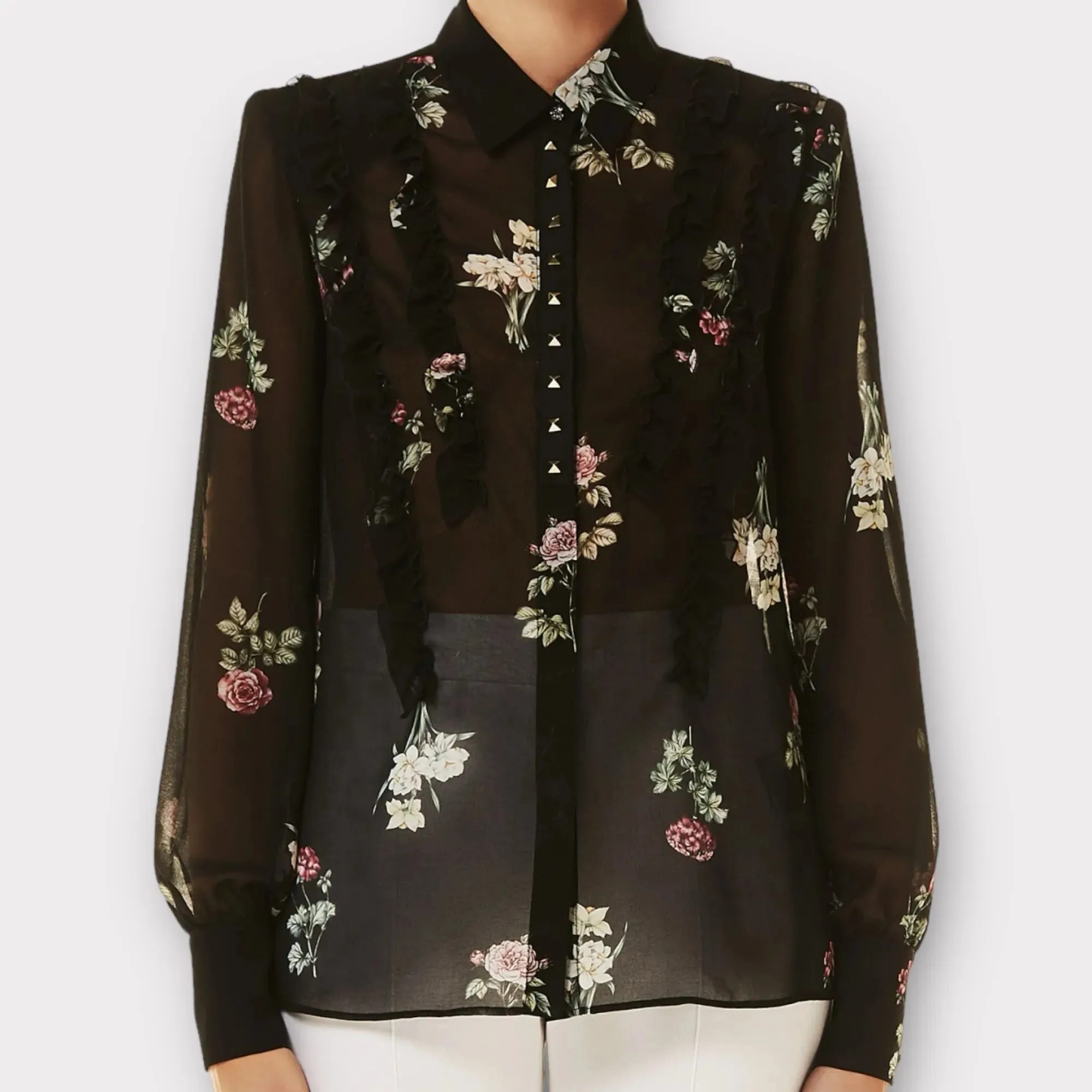 Liu jo – Camicia fiorata con borchie