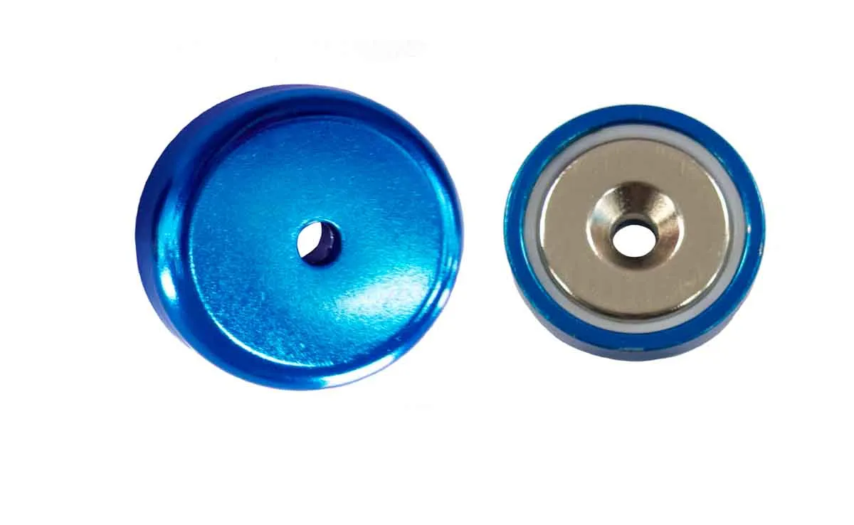 Magnete cilindrico Eclipse, Ø 25mm spesso 8mm, trazione 19kg, M5