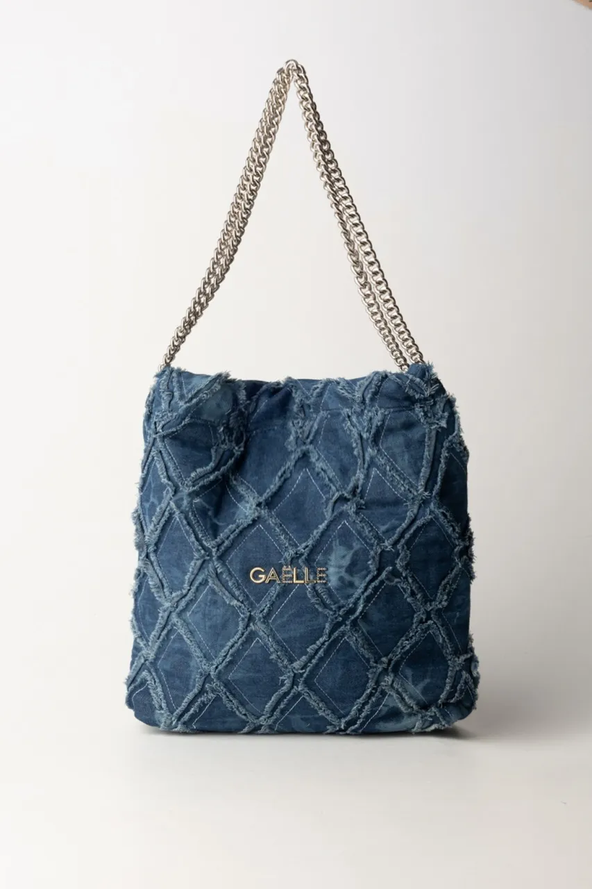 Maxi shopper in denim Blu