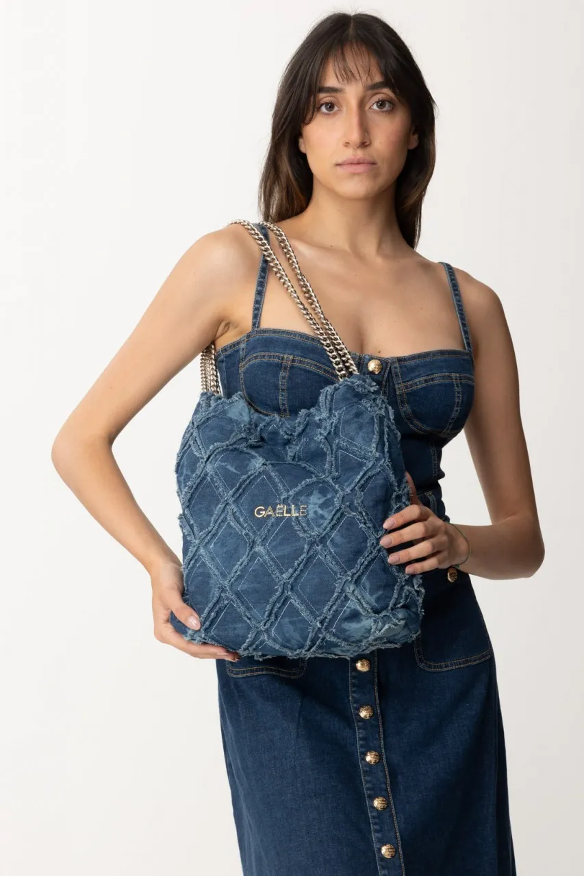 Maxi shopper in denim Blu