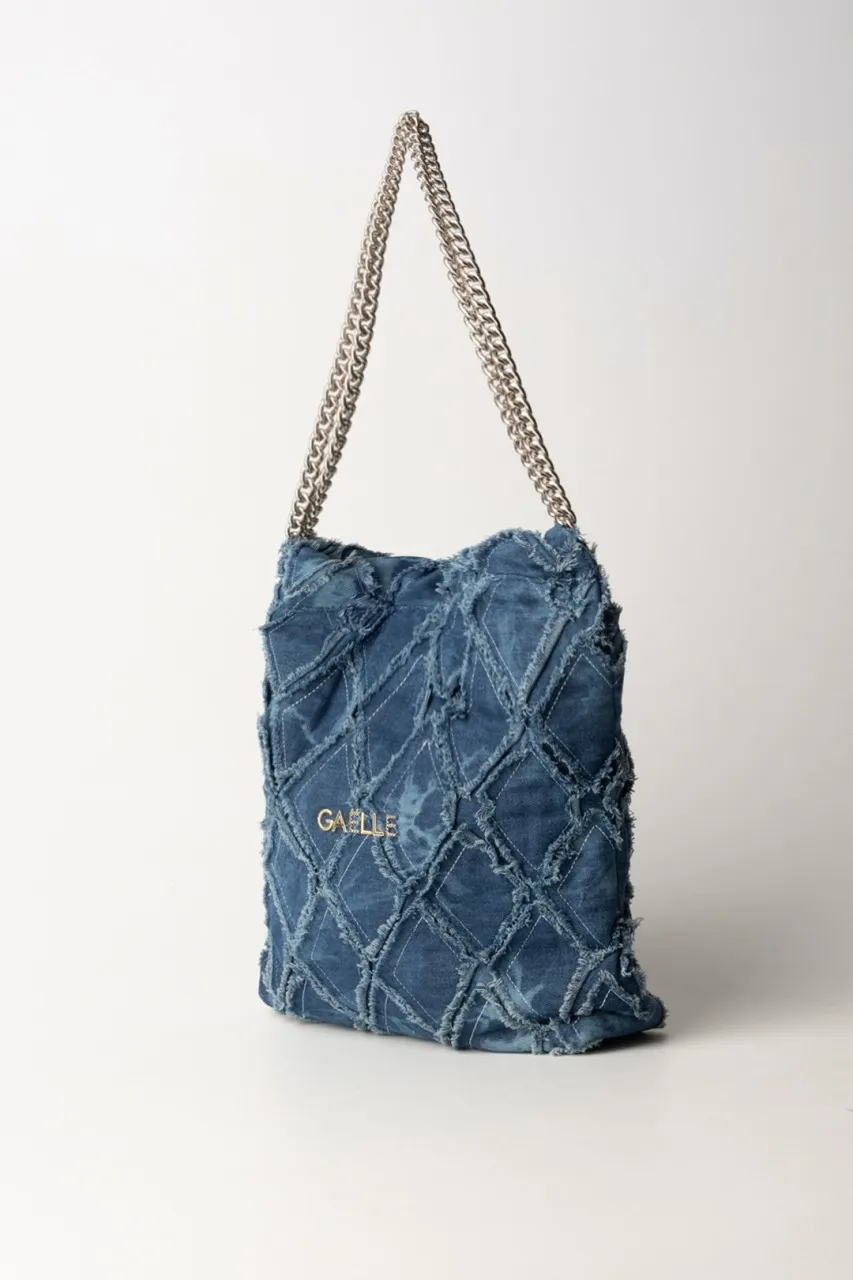 Maxi shopper in denim Blu