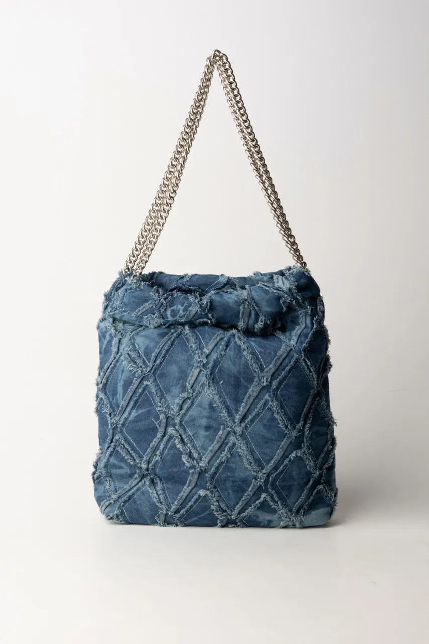 Maxi shopper in denim Blu