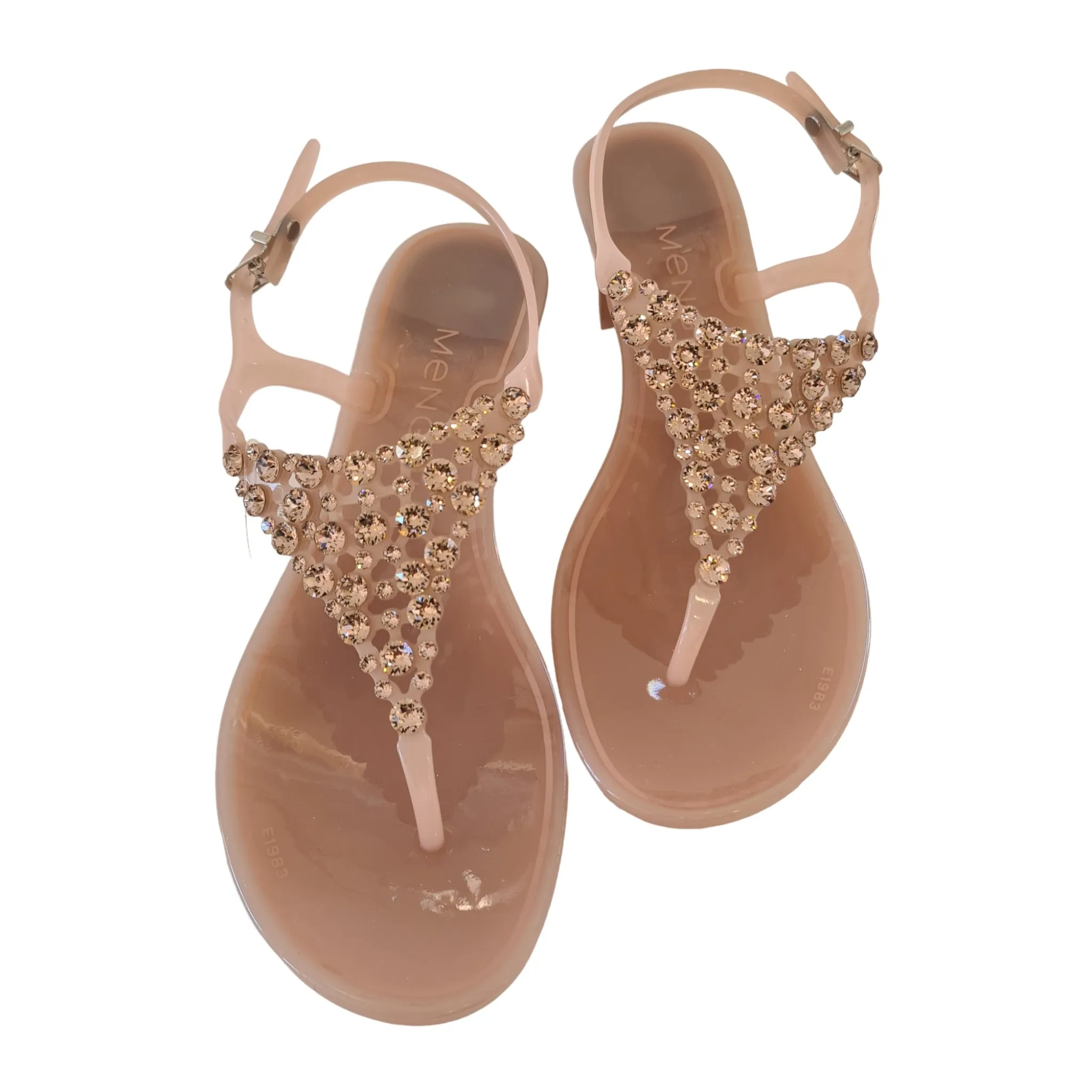 Menghi sandalo Donna infradito tacco 4,5 cm poliuretano Rose' con swarovski Rosa Rif.91