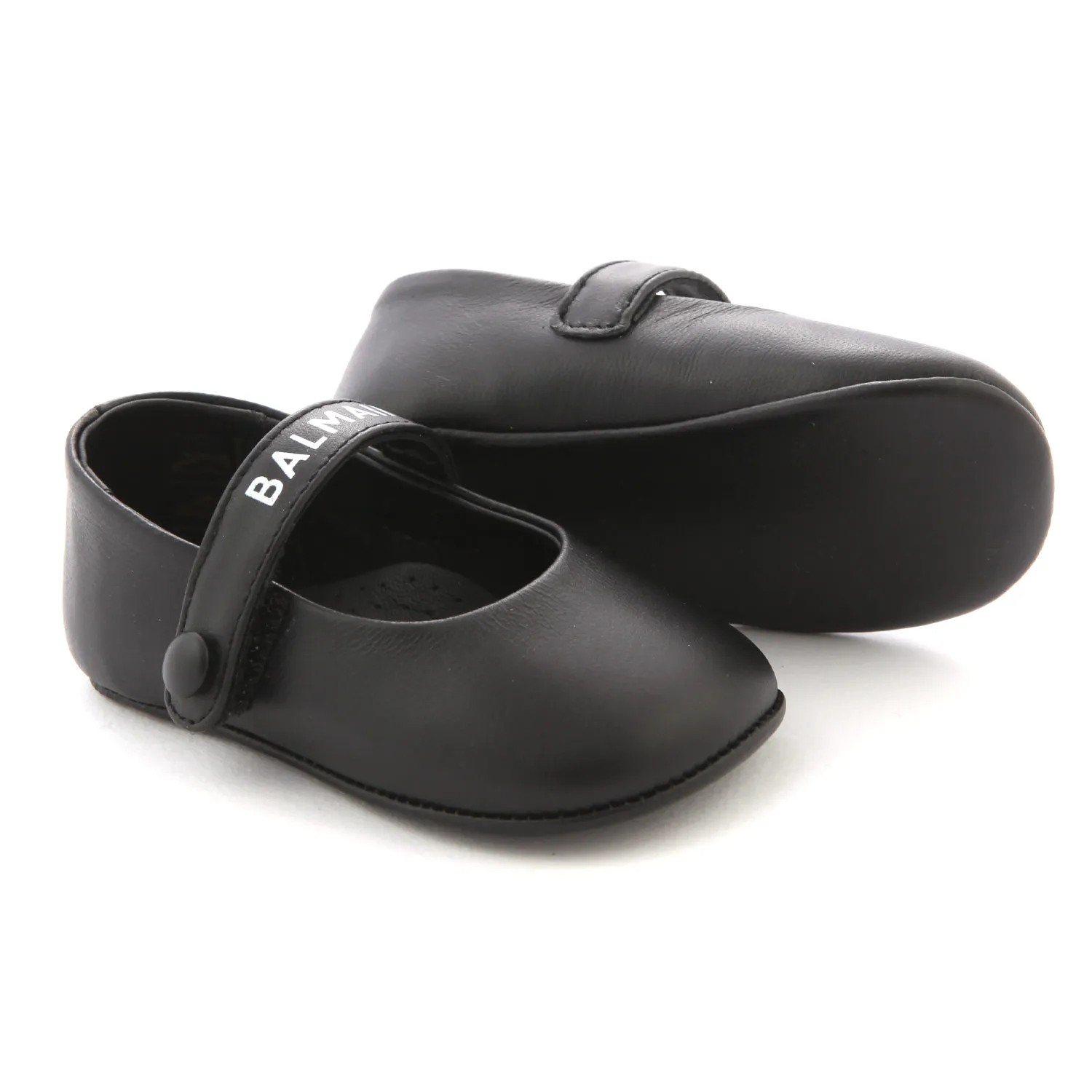 Mini Ballerine Nere In Pelle Neonata