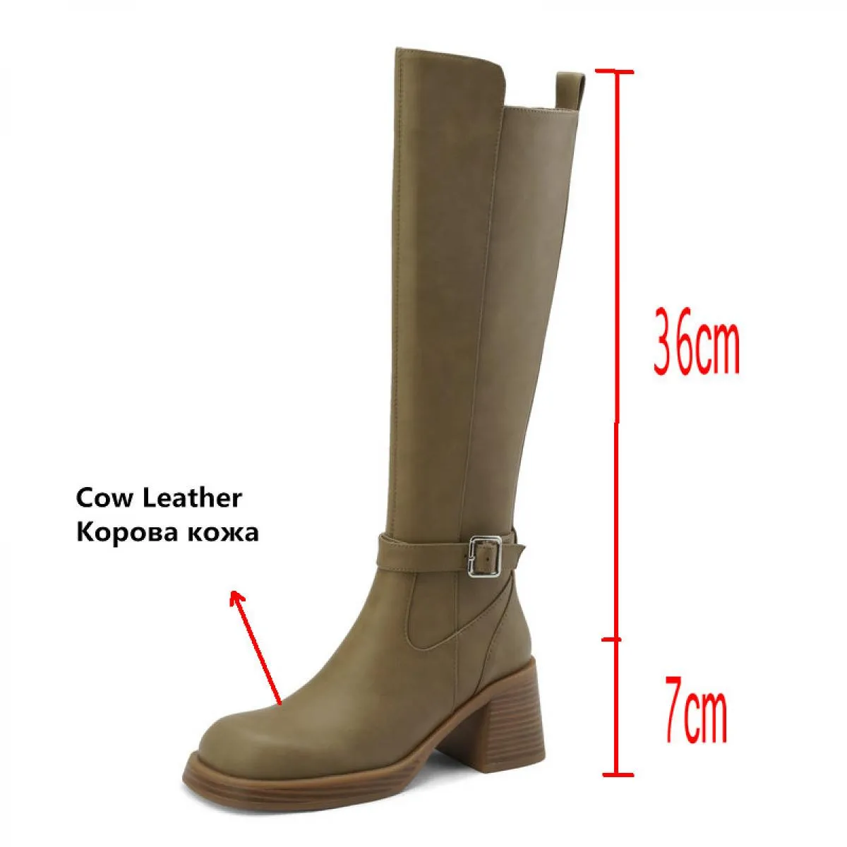 Moda Donna Stivali alti al ginocchio Vera pelle Tacchi alti spessi di alta qualità Scarpe da donna da ufficio Donna Autunno Inve