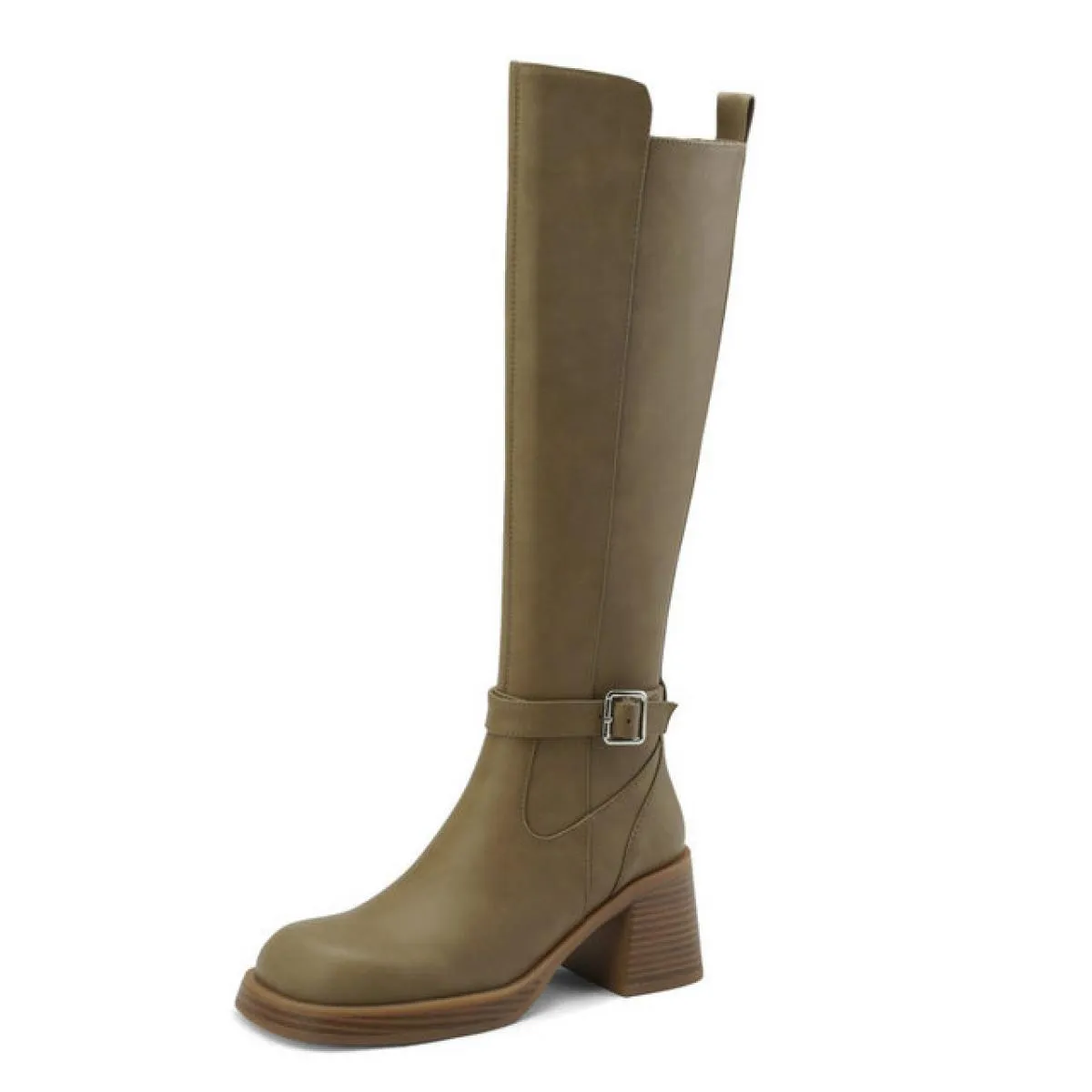 Moda Donna Stivali alti al ginocchio Vera pelle Tacchi alti spessi di alta qualità Scarpe da donna da ufficio Donna Autunno Inve