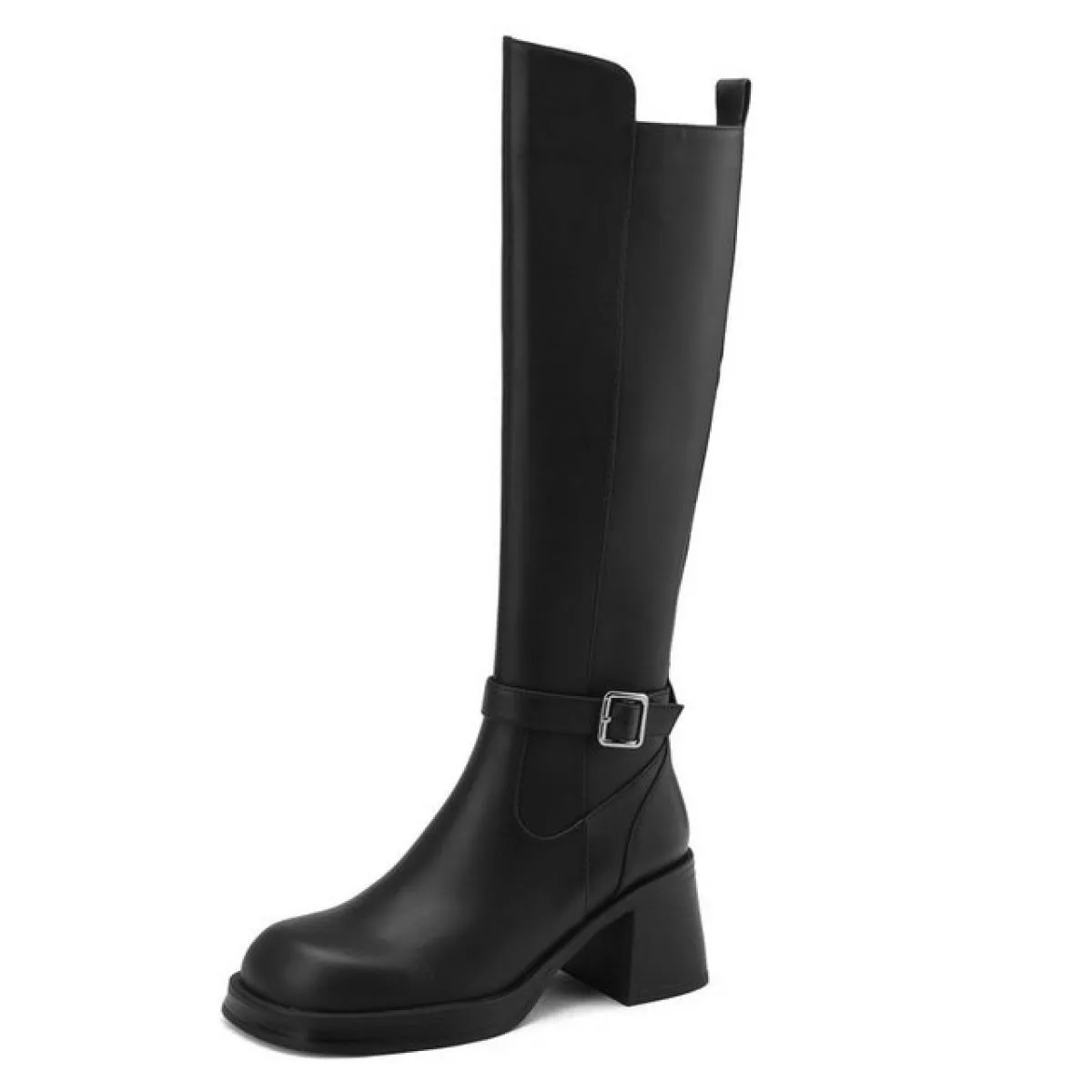 Moda Donna Stivali alti al ginocchio Vera pelle Tacchi alti spessi di alta qualità Scarpe da donna da ufficio Donna Autunno Inve