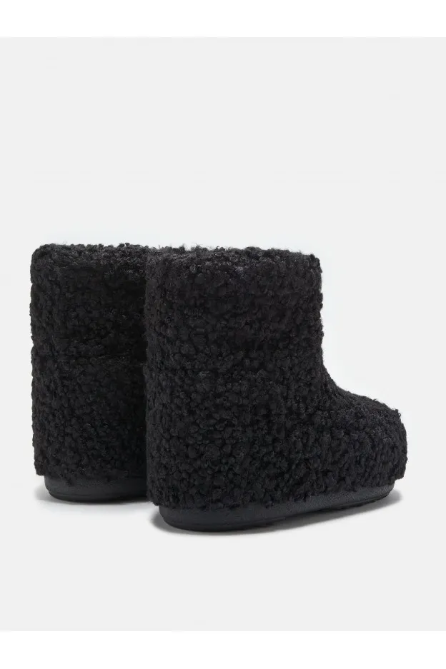 Moon Boot Icon Low Nolace Faux Curly Nero