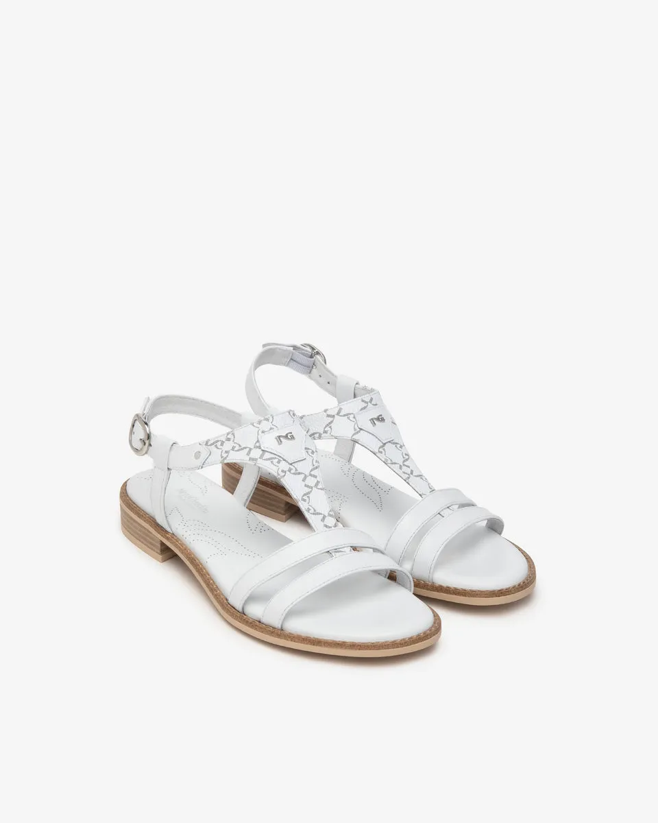 Nero Giardini E410464D sandali donna in pelle e materiale tecnico bianco