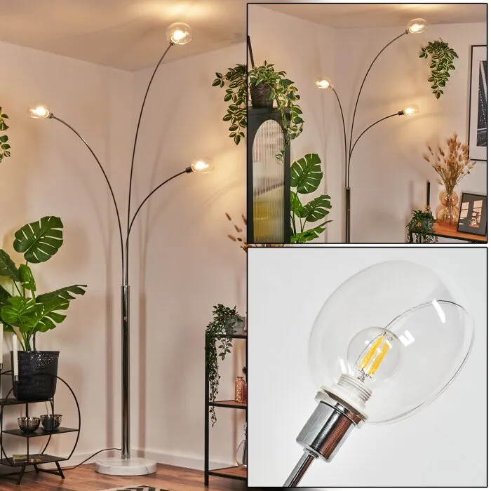 Nikkala Lampada da terra Cromo, Bianco, 3-Luci