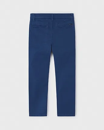 Pantalone chino indaco in gabardina di cotone stretch 2-9 anni