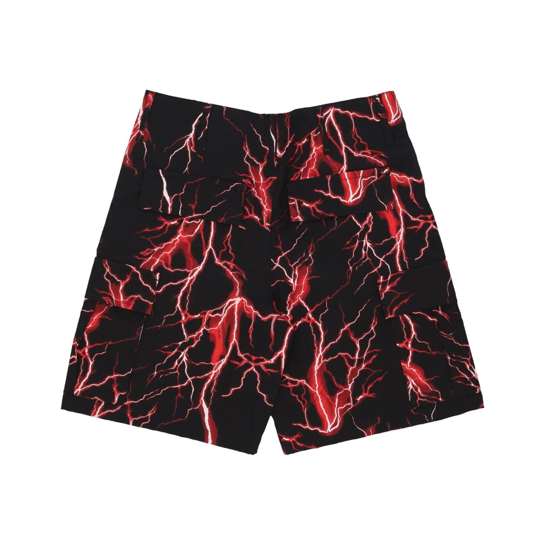 Pantalone Corto Uomo All Over Lightning Cargo Shorts Black/red
