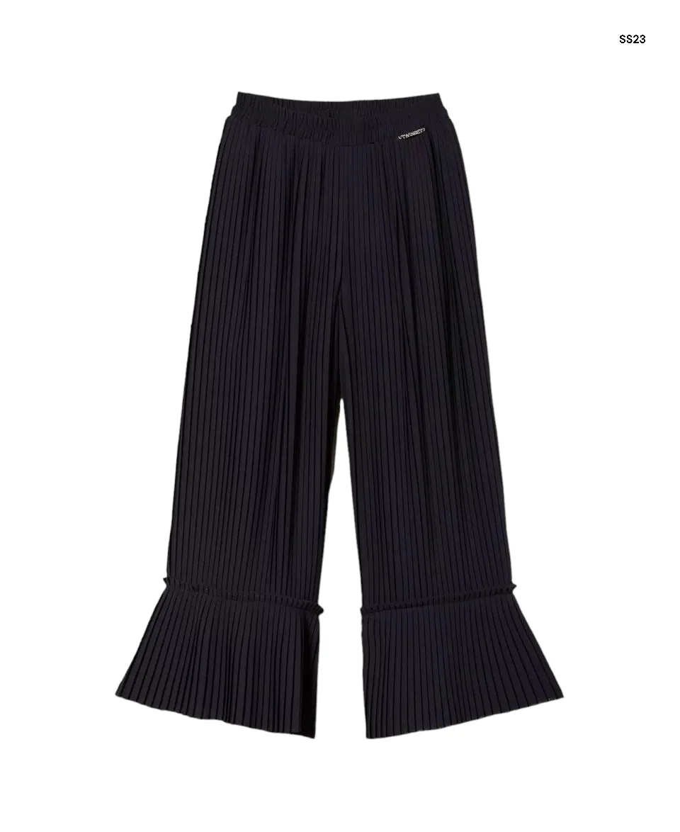 Pantalone nero palazzo plissé per bambina