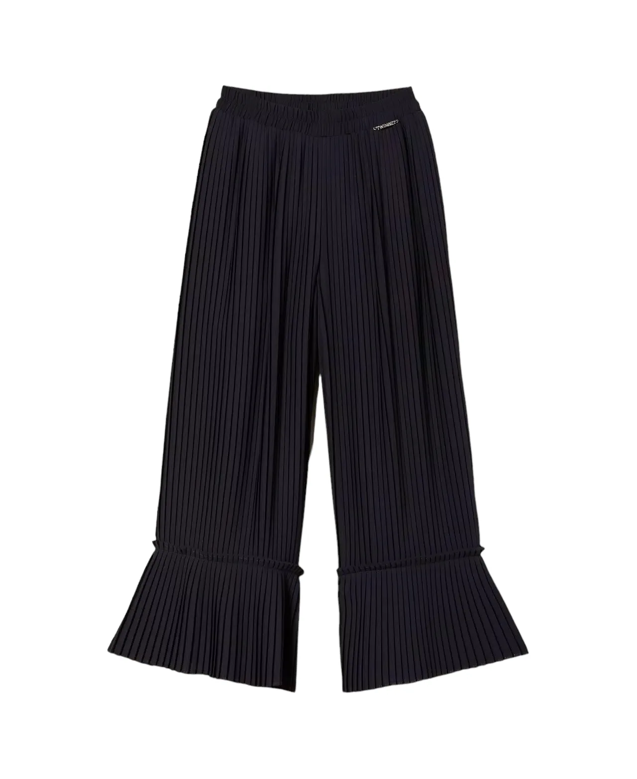 Pantalone nero palazzo plissé per bambina