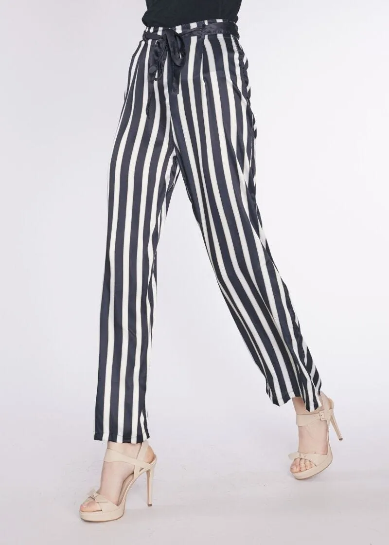 Pantalone palazzo in raso a righe