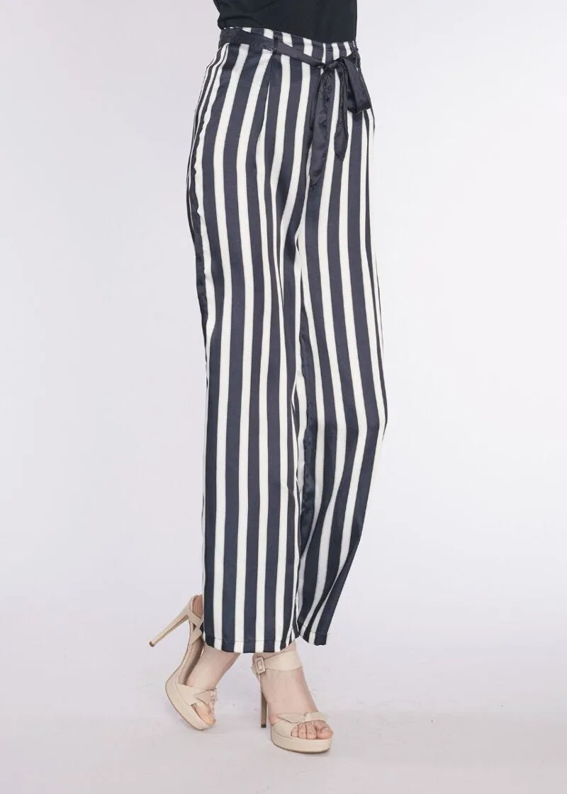 Pantalone palazzo in raso a righe